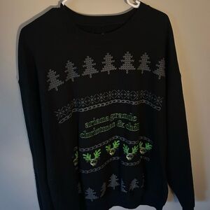 Ariana Grande Black and Green Crewneck Sweater